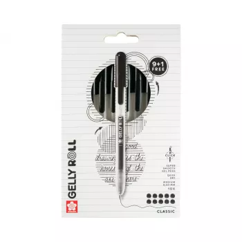 Sakura 9+1 Free Gelly Roll Retractable Classic gélové pero transparentné 0,4 mm čierny atrament balenie 10 ks
