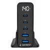 GEMBIRD TA-UC-2A3C-PD140-01-BK GaN 5-portová rýchlonabíjačka USB-C & USB-A, 140 W, čierna