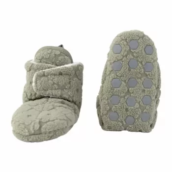 Lodger polar fleece detské papuče capáčiky s protišmykovou podrážkou, salviová zelená (Elm), 6-12 mesiacov