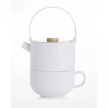Bredemeijer Umea Tea-for-One Set biela s bambusovým viečkom