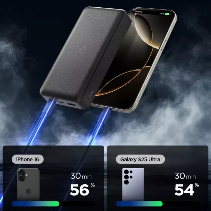 Spigen EA3020 power banka 20000 mAh 30W čierna