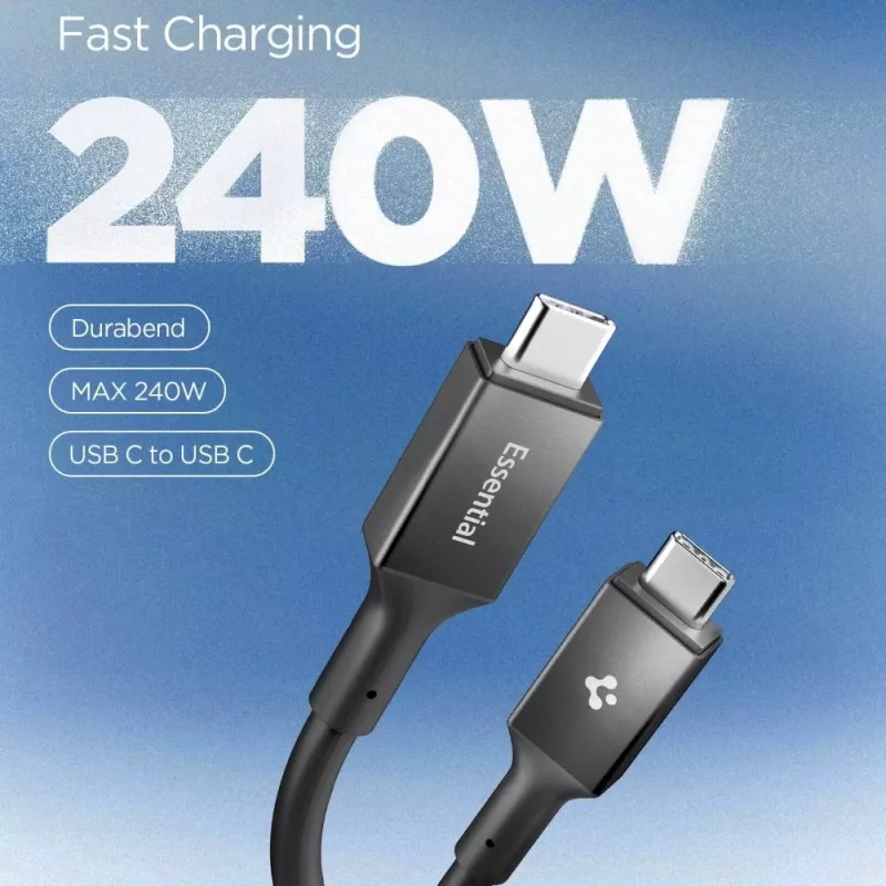 SPIGEN EB24012CC Essential USB-C na USB-C kábel 240W 120cm čierny