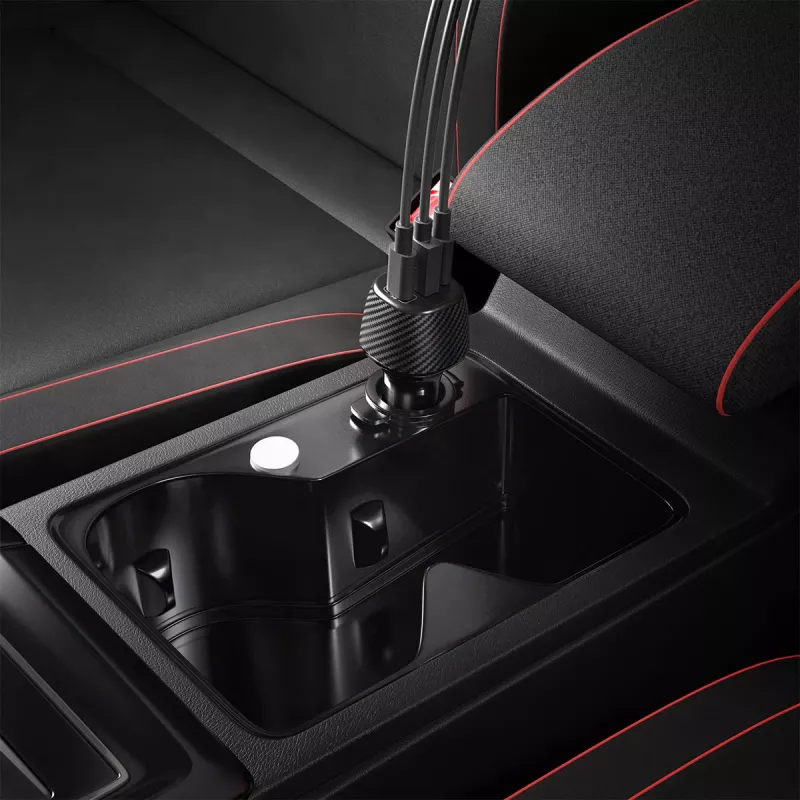 Spigen Essential EV1133 3-portová auto nabíjačka 113W čierna s 100W USB-C káblom 1m