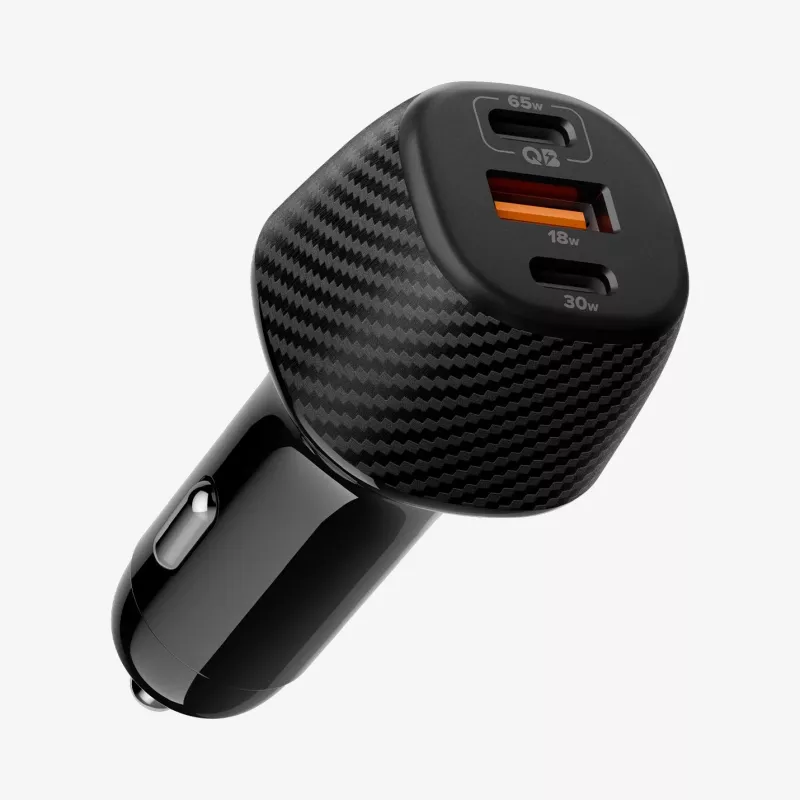 Spigen Essential EV1133 3-portová auto nabíjačka 113W čierna s 100W USB-C káblom 1m