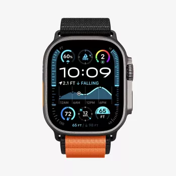 Spigen WBF1 remienok pre Apple Watch 8 / 9 / 10 / 11 / SE / Ultra (44 / 45 / 46 / 49 mm) čierny/oranžový