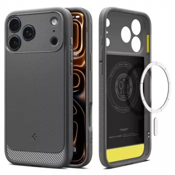 Spigen Rugged Armor Mag MagSafe iPhone 17 Pro puzdro sivá