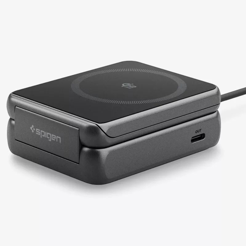 Spigen Essential Qi2 2-in-1 bezdrôtový nabíjací stojan 25W MagSafe čierny