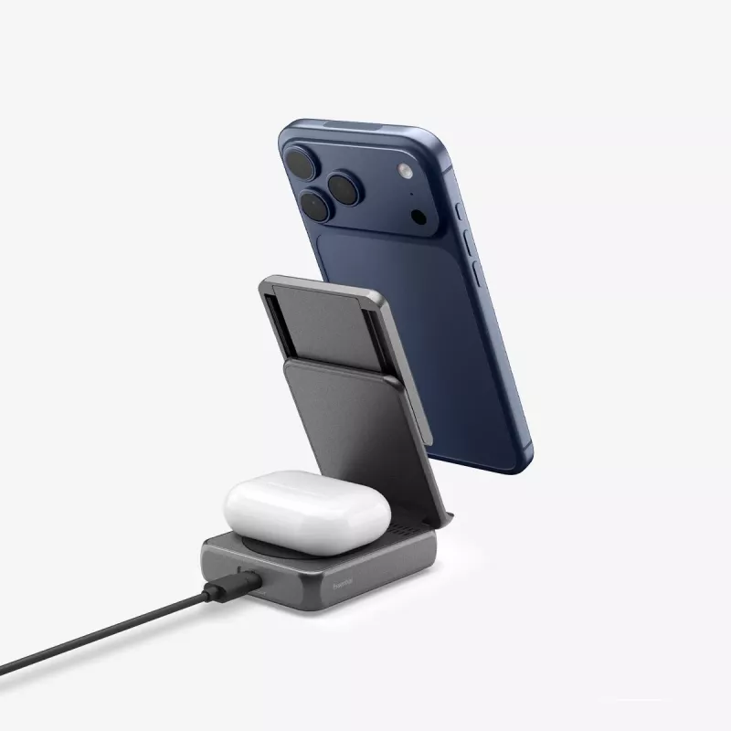 Spigen Essential Qi2 2-in-1 bezdrôtový nabíjací stojan 25W MagSafe čierny