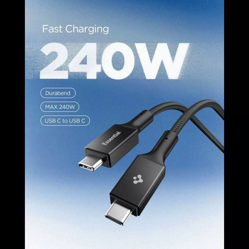 SPIGEN EB24015CC Essential USB-C na USB-C kábel 240W 150cm čierny