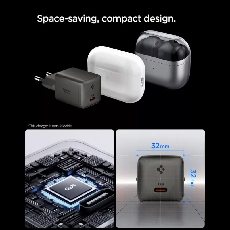 SPIGEN EE301EU-GAN ESSENTIAL 1-PORT sieťová nabíjačka 30W GUNMETAL