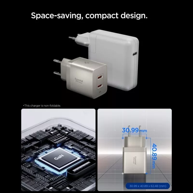SPIGEN EE472EU-GAN Essential 2-Port sieťová nabíjačka 47W Natural Titanium