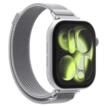Spigen WBM4 oceľový remienok pre Apple Watch 8/9/10/11/SE (40/41/42mm) strieborný