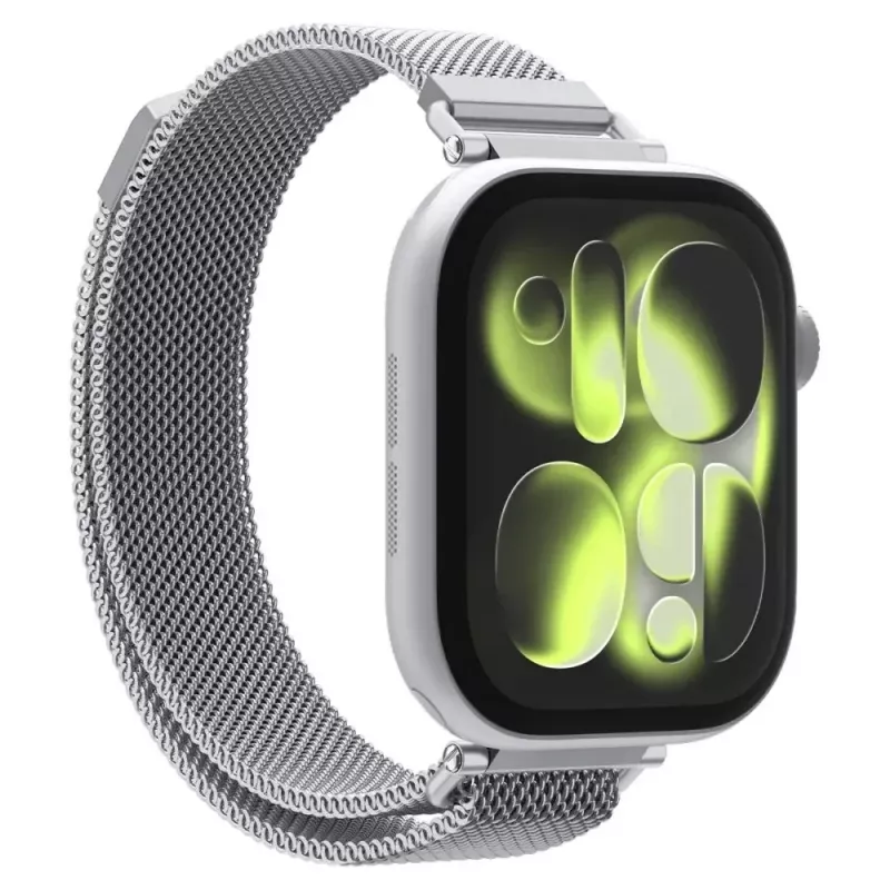 Spigen WBM4 oceľový remienok pre Apple Watch 8/9/10/11/SE (40/41/42mm) strieborný