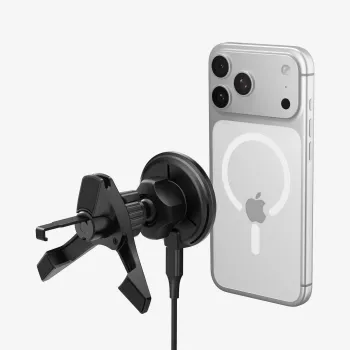 SPIGEN EV15MAQ Essential magnetický MagSafe držiak do auta na ventiláciu s bezdrôtovou nabíjačkou 15W Qi2 čierny