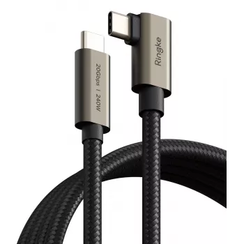 RINGKE USB 3.2 Gen 2x2 Type-C 90 stupňový kábel PD 240W 200cm čierny