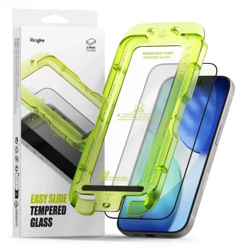 Ringke Easy Slide tvrdené sklo ochranná fólia displeja 2-Pack pre Apple iPhone 17 - čierna