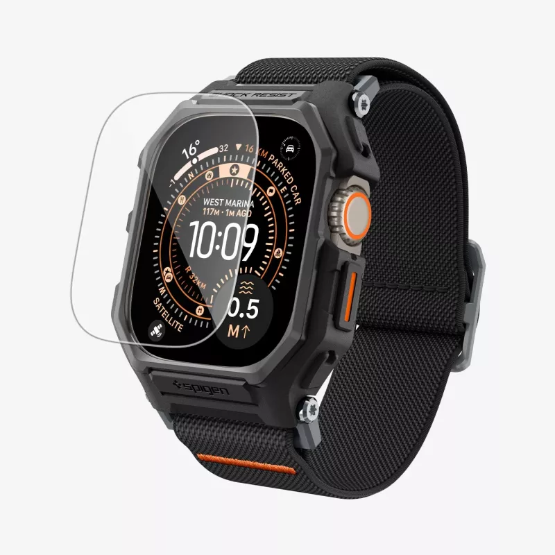Spigen Rugged Armor & tvrdené sklo Apple Watch Ultra 1 / 2 / 3 (49 mm) matná čierna