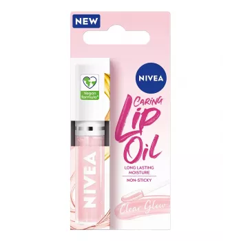NIVEA Caring Lip Oil Clear Glow hydratačný olej na pery 5,5 ml