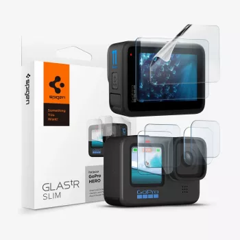 Spigen Glas.TR Slim + Film 2-Set sada na ochranu displeja a objektívu pre GoPro Hero 12/11/10/9 (2 sady)