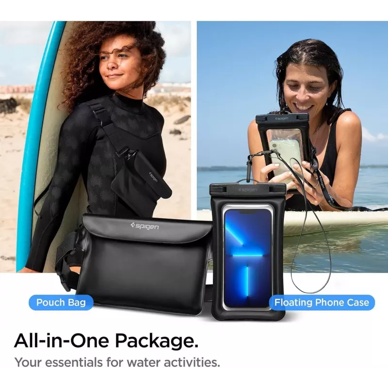 Spigen A621 univerzálne vodotesné puzdro a ľadvinka čierna