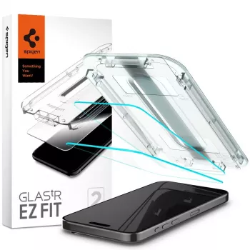Spigen GLAS.tR EZ FIT balenie 2 ks tvrdené sklo ochranné sklo displeja pre iPhone 15 Pro