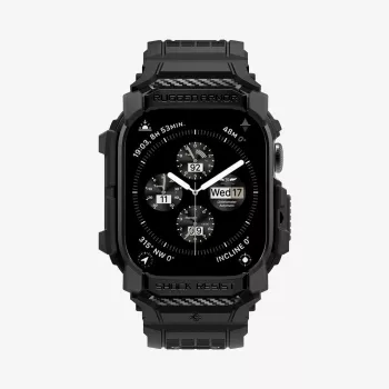 SPIGEN Rugged Armor Pro Apple Watch 10/11 (42 mm) matné čierne puzdro s integrovaným remienkom