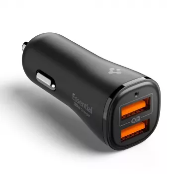 SPIGEN Essential EV302 2-portová autonabíjačka 30W čierna