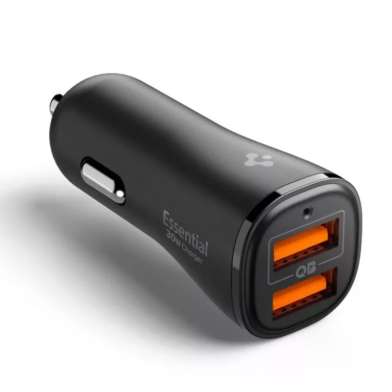 SPIGEN Essential EV302 2-portová autonabíjačka 30W čierna