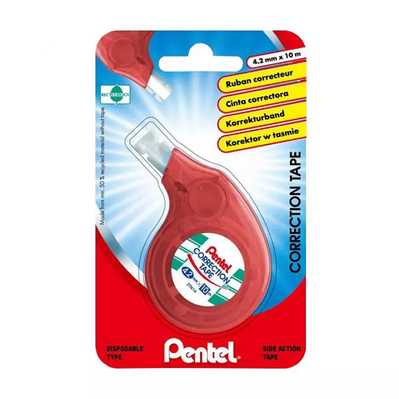 Pentel korekčná páska XZTN14BW 4,2 mm biela páska priehľadný modro/zelený dávkovač na doplnenie