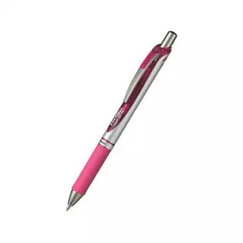 Pentel EnerGel Xm guličkové pero s mechanizmom - ružový atrament - ružové telo - strieborné doplnky - 0,35 mm ihlový hrot