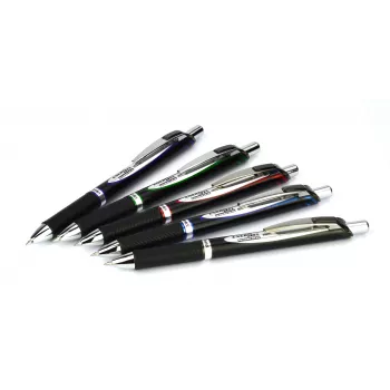 Pentel BLP77-AX guličkové pero s mechanizmom - čierny atrament - 0,7 mm - pigmentový - čierne telo - strieborná spona - balenie