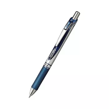 Pentel EnerGel XM guličkové pero s mechanizmom - tmavomodrý atrament - extra jemný 0,35 mm - tmavomodré telo - strieborná spona