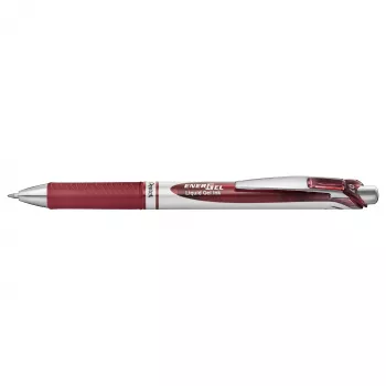 Pentel Energel BL77 guličkové pero s mechanizmom - bordový atrament - 0,7 mm - strieborná spona - okrúhle telo