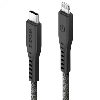 ENERGEA Flow USB-C na Lightning kábel 1,5 m čierny 60W 3A PD rýchle nabíjanie MFi certifikované