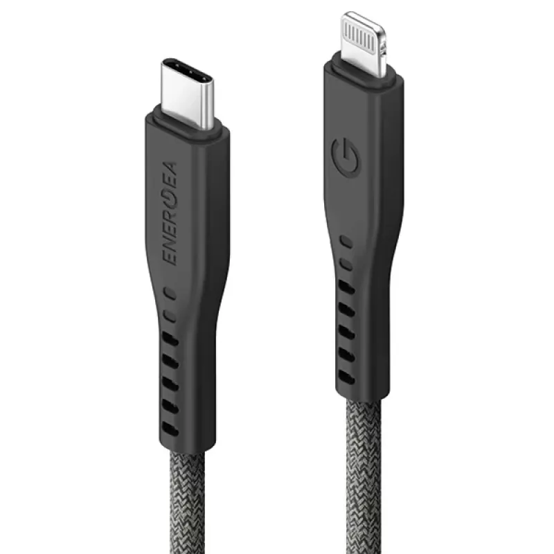 ENERGEA Flow USB-C na Lightning kábel 1,5 m čierny 60W 3A PD rýchle nabíjanie MFi certifikované
