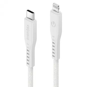 ENERGEA Flow USB-C na Lightning kábel 1,5 m biely 60W 3A PD rýchle nabíjanie MFi