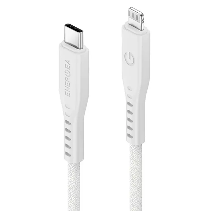 ENERGEA Flow USB-C na Lightning kábel 1,5 m biely 60W 3A PD rýchle nabíjanie MFi