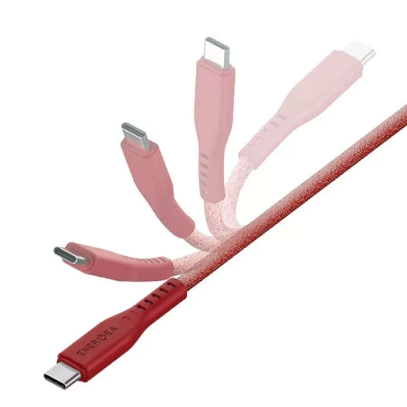 ENERGEA Flow USB-C na USB-C kábel 1,5 m červený 240W 5A PD rýchle nabíjanie
