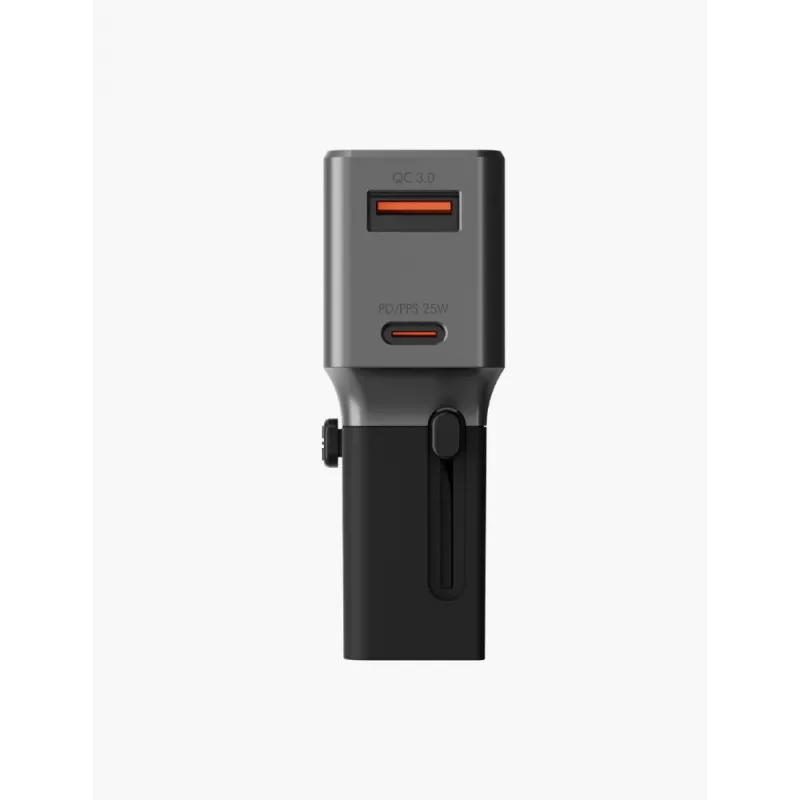 ENERGEA TravelWorld 1A1C 25W univerzálny cestovný adaptér gunmetal