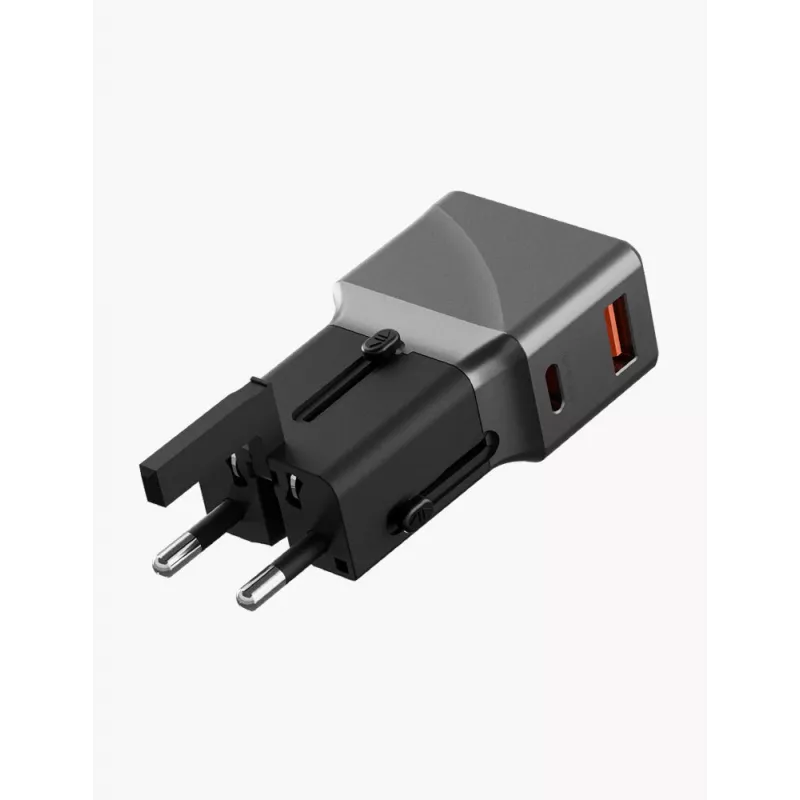 ENERGEA TravelWorld 1A1C 25W univerzálny cestovný adaptér gunmetal
