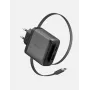 ENERGEA Ampcharge Arc 65W GaN USB-A/USB-C nástenná nabíjačka so zabudovaným USB-C káblom, Gunmetal