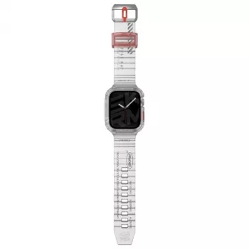 SKINARMA Saido 2-in-1 puzdro a remienok pre Apple Watch 45/44mm, číre/transparentné