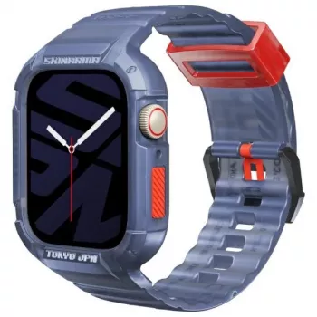 Skinarma Saido 2-in-1 puzdro s integrovaným remienkom pre Apple Watch 45/44mm tmavomodré