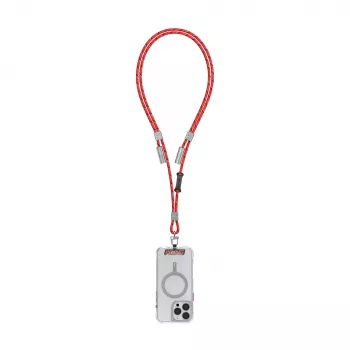 Skinarma Dyno Ve 2-in-1 šnúrka na telefón s USB-C nabíjacím káblom, 30 cm, červená