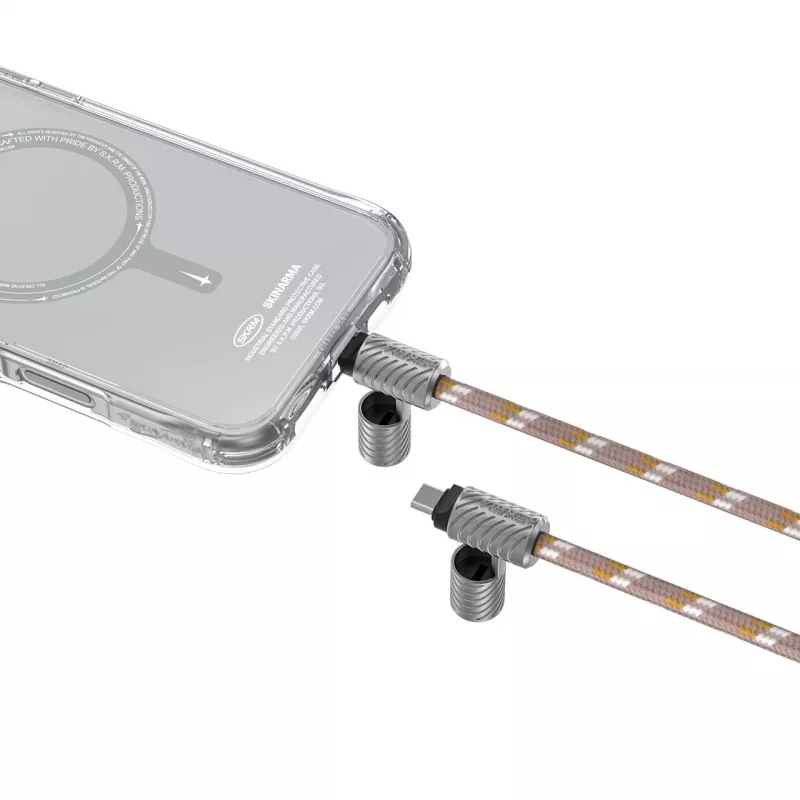 SKINARMA Dyno Ve 2-in-1 šnúrka na telefón a kábel USB-C na USB-C 80 cm béžová