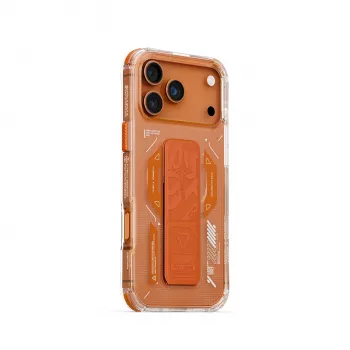 SKINARMA Helio puzdro pre iPhone 17 Pro Max magnetické nabíjanie + Grip Stand oranžové