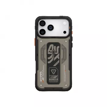 Skinarma Aegis puzdro pre iPhone 17 Pro s magnetickým nabíjaním + stojanom na uchopenie, sivé