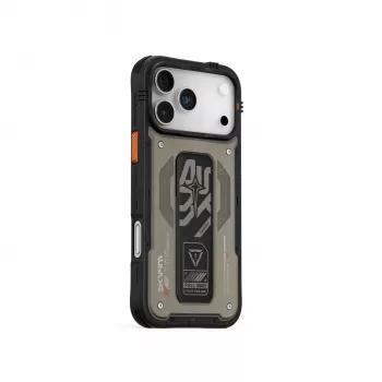 Skinarma Aegis puzdro pre iPhone 17 Pro s magnetickým nabíjaním + stojanom na uchopenie, sivé