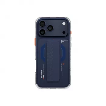 Skinarma Haxa puzdro s magnetickým nabíjaním + grip-stojanom pre Apple iPhone 17 Pro Max, modré