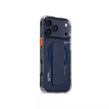 Skinarma Haxa puzdro s magnetickým nabíjaním + grip-stojanom pre Apple iPhone 17 Pro Max, modré